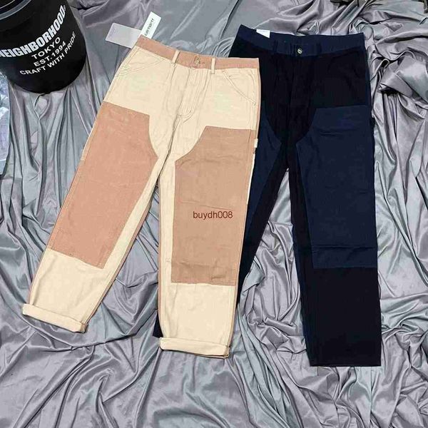 

krac 2023 men's pants trousers fashion brand carhart wip patchwork logging loose oversize american cargo lovers, Black