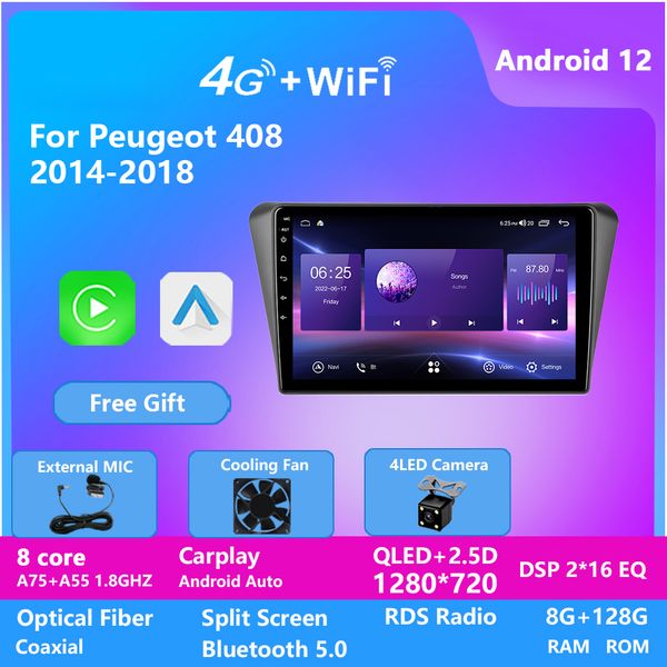 

touch screen video tft 9 inch auto radio android system car stereo for peugeot 408 2014-2018 car dvd player
