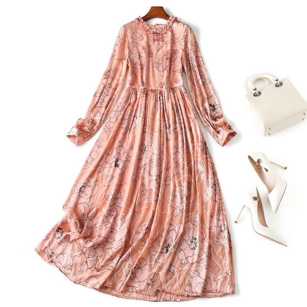 

casual dresses silk dress autumn stitching lace dress long sleeve print fit and flare long dresses230413, Black;gray