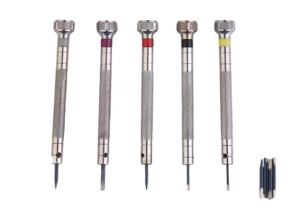 

mini 5pcs silver tone screwdriver set watch repair tools kit with 5pcs cutter heads7839472