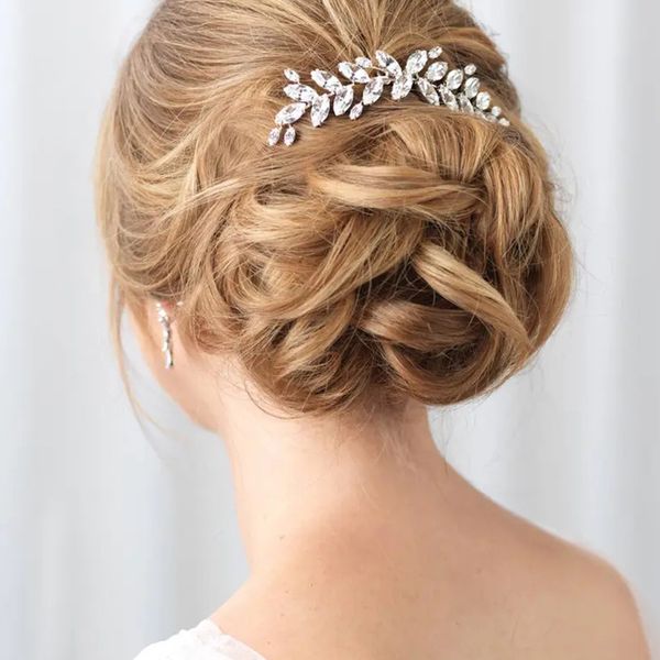 

luxury rhinestone headpieces comb bride headdress for hair accessory elegant women handmade headband bridal headwear wedding hair vine, Silver