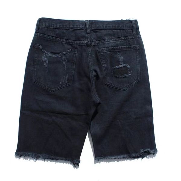 

mens jeans summer new high street washed solid color male shorts hole jeans, Blue