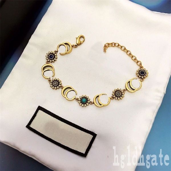 

daisy luxury bracelet plated gold bracelet letter alloy hollow out double g diamonds simple jewlery designer for women simple charm bracelet, Golden;silver