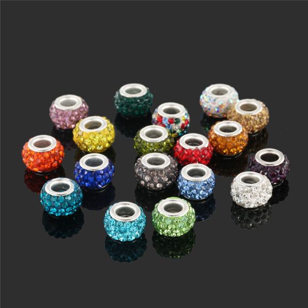 

multicolor crystal resin rhinestone bead silver plated core crystal loose beads necklace beads fit braceles beads 2525
