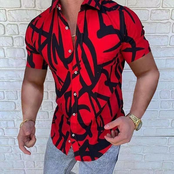

mens casual shirts mens shirts summer slim fit short striped print shirt lapel 5xl fashion graphic tee hawaiian casual oversized clothes 23, White;black