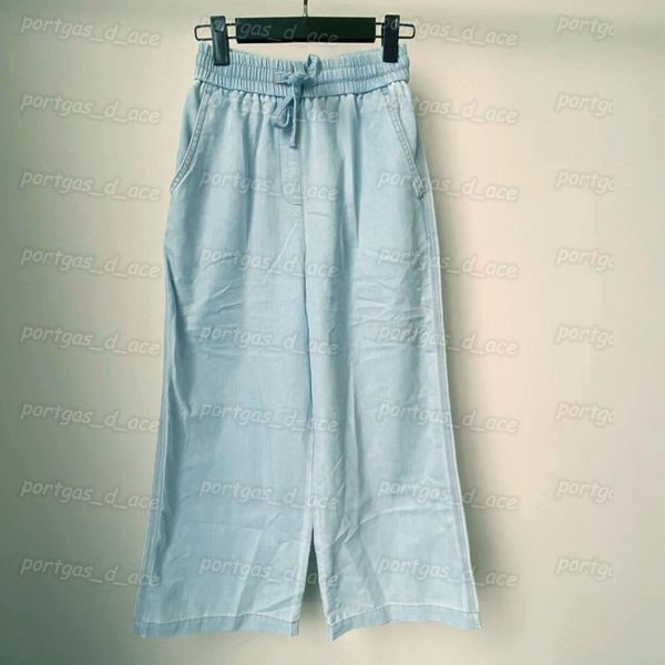 

luxury designer women denim pants casual wide leg jeans blue nine length jeans, Black
