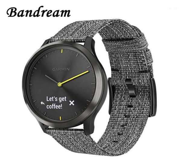 

canvas nylon watchband for garmin vivoactive 4 4s venu luxe style vivomove 3 3s hr quick release strap watch band18467875, Black;brown