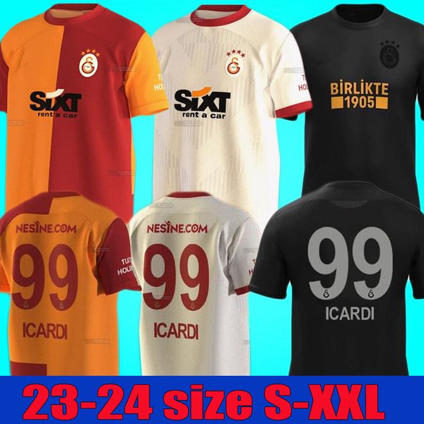 

2023 2024 galatasaray icardi soccer jerseys home away 1905 special blackout all black kit 23 24 boey falcao belhanda diagne luyindama feghou, Black;yellow