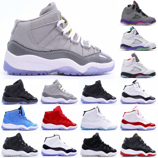 

2023 kids basketball shoes cool grey 11 xi sneaker concord space jam metallic silver pink snakeskin bred legend blue 72-10 children boys gir