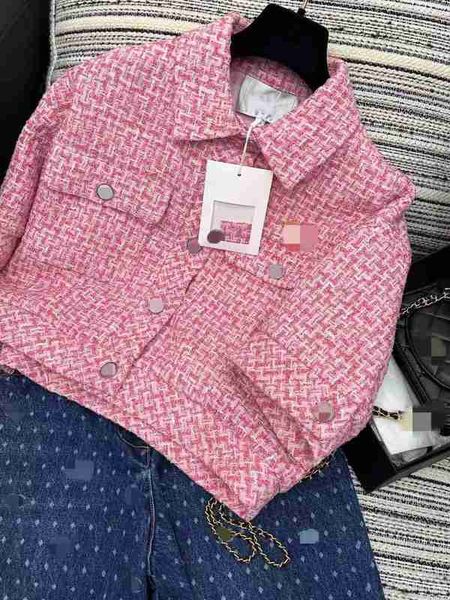 

women's jackets designer spring/summer 23 french chic pink woven tweed double pocket lapel waist collection short coat nc1q, Black;brown