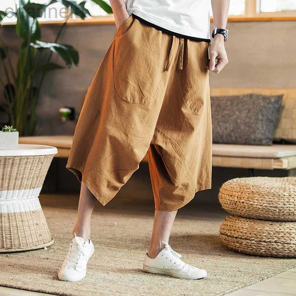

men's shorts dropshipping men harajuku harem pants 2023 mens summer cotton linen joggers male vintage chinese style sweatpants fashions, White;black
