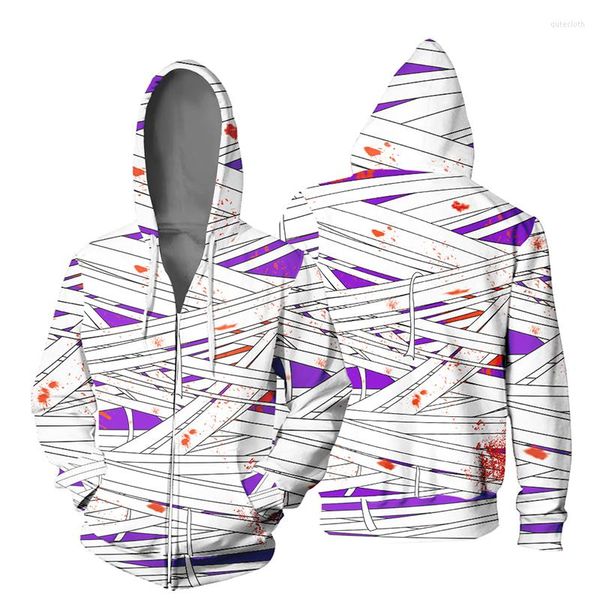 

hoodies latest 3d bandage costume cosplay zipper jacket sportswear long sleeve homme hooded sweatshirts, Black