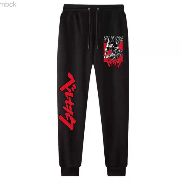 

men's pants japanese anime berserk pants fashion manga printed men women jogging pants y2k streetwear trousers casual sweatpant unisex, Black