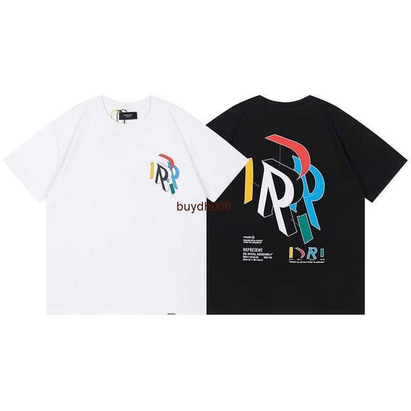 

men's and women's summer fashion t shirt high street brand rep representative 2023 new colorful letter printing short sleeve large, White;black