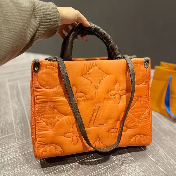 

designer woman purses handbag puffer totes bag mm onthego handbag quilted flowers shouder crossbodys ladies handbags side embossed flowerss