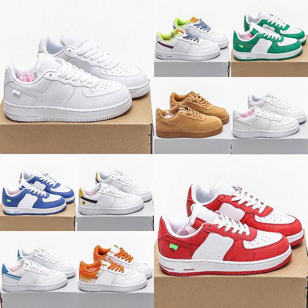 

2023 fashion kids shoes forse 1 boys girls shadow triple spruce pale ivory washed coral sapphire white black athletic outdoor designer outdo
