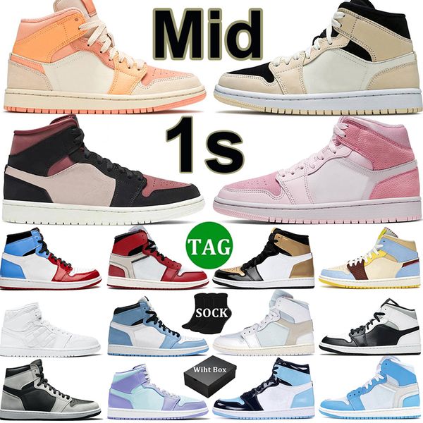 

jumpman 1 basketball shoes men women 1s mid apricot orange university blue unc chicago fearless white mens trainers outdoor sneakers