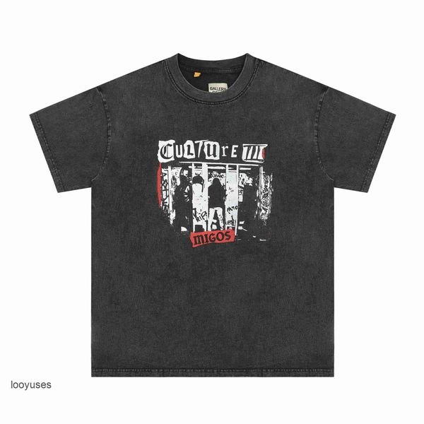 

galleryss dept sleeve washed streetwear short t shirts fashion 2023 mens vintage old print couples summer casual t-shirt men rtcd, White;black