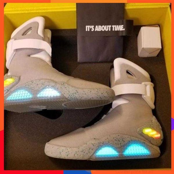 

sneakers led shoes dark gray marty mcfly 's lighting marty mcflys mags black authentic air mag back to the future glow in theback to th