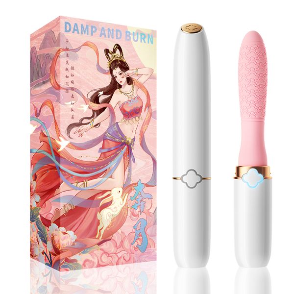 

fabric female vibrator from ancient chinese mythology change this month retro texture portable lipstick vibrator woman g-spot penis pump, Black;white