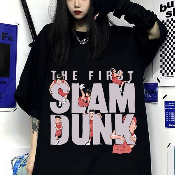 

men's t-shirts harajuku sakuragi hanamichi akagi takenori ryota miyagi hisashi mitsui kaede rukawa t-shirt anime slam dunk women short, White;black