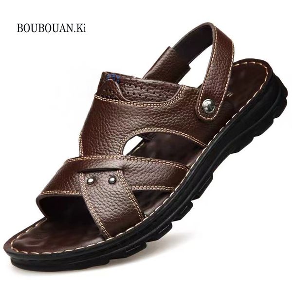 

sandals size 38-44 men's leather sandals fashion beach shoes hiking sandals casual sneakers summer beach sandalias boys men slippers 23, Black