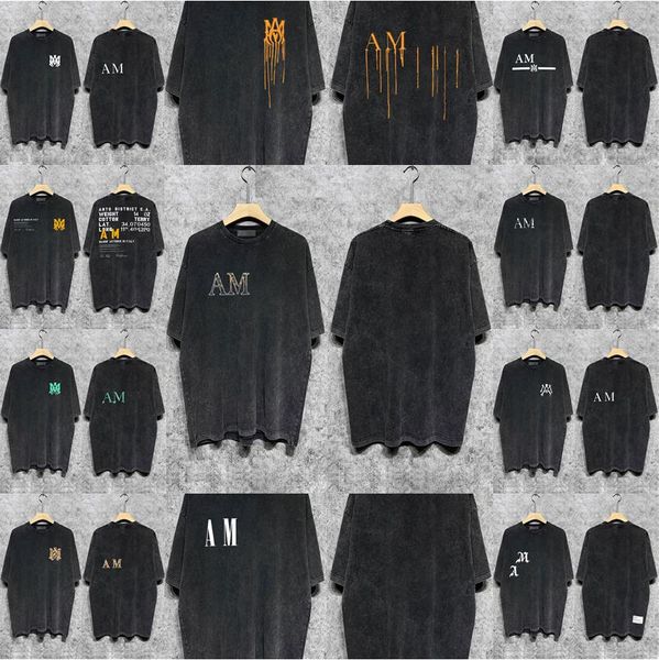 

t shirt new fashion mens designer t shirt quality destroy wash water short-sleeved 23 style letter men short t-shirt luxury men hip hop, White;black