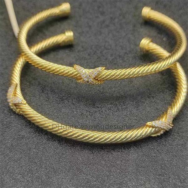 

4mm Women Designer Bracelet Bracelets Station Luxury Bangle Jewelry for Fashion High Quality Dy x Cable Cross Collection Vintage Ethnic Loop Hoop Punk Jewelry