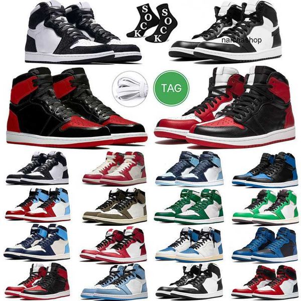 

patent bred toe high basketball shoes jumpman 1 1s university blue chicago lost sneakers pine green black court purple royal bred toe smoke