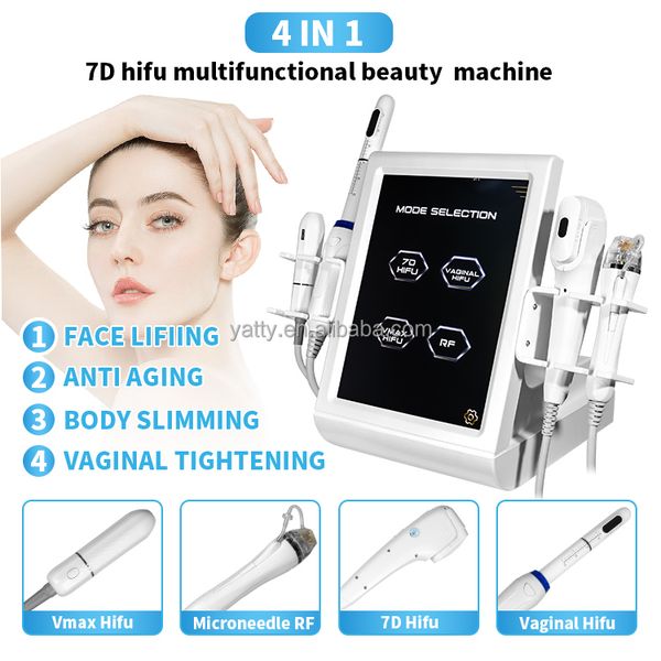 

4 in 1 hifu machine multi-functional beauty equipment with rf microneedle vmax vaginal 7d hifu skin rejuvenation tighten lifting, anti-aging, Black;white