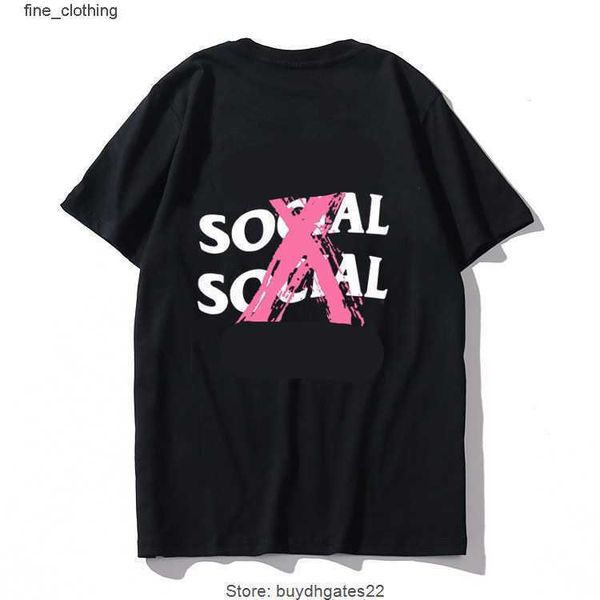 

tide brand men's t shirts anti social club 19fw forked letter print designer t-shirt casual couples short sleeve, White;black