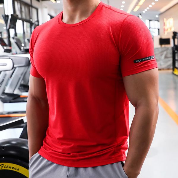 

men's t-shirts men's casual sportswear youth fitness sports clothes gym running t-shirt outdoor jogging thin breathable elasticit, White;black