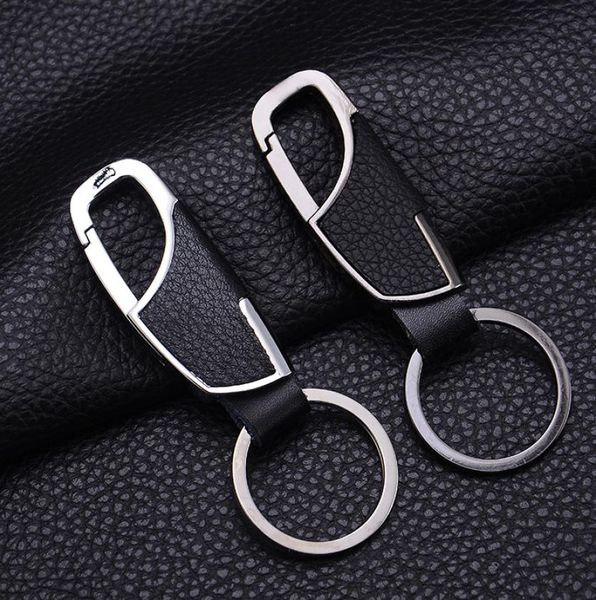 

new fashion business men real leather car keychain ring design gift metal key chain8846100, Silver