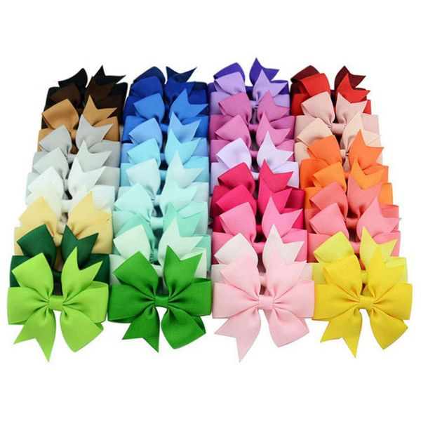 

40 colors girls kids grosgrain ribbon big bowknot hair clip toddler large boutique cheer bow children barrettes hairpins hair accessories dh, Slivery;white