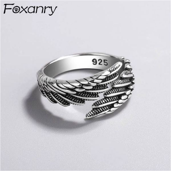 

silver color rings fashion hip hop vintage couples creative wings design thai silver party jewelry birthday gifts, Golden;silver