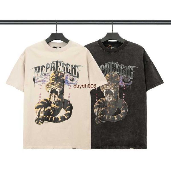 

men's and women's summer fashion t shirt high street brand rep representative tide python washing couple outfit large short sleeve, White;black