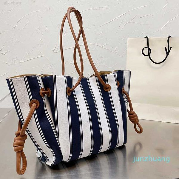 

designer- women denim flamenco knot tote bag canvas stripe shopping handbags woman large capacity totes shoulder handbaghigh quality