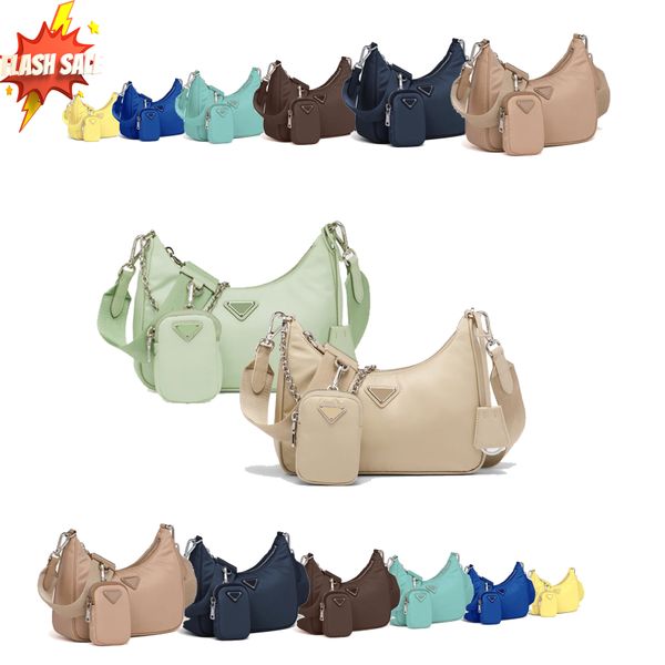 

re-edition 2005 2000 triangle the tote bags 3piece saffiano womens shoulder handbags mens prad cleo chain crossbody bag genuine leather luxu