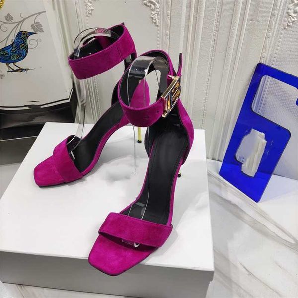 

2023 new square head simple buckle gold heels fashion street sandals shoes heels, Black