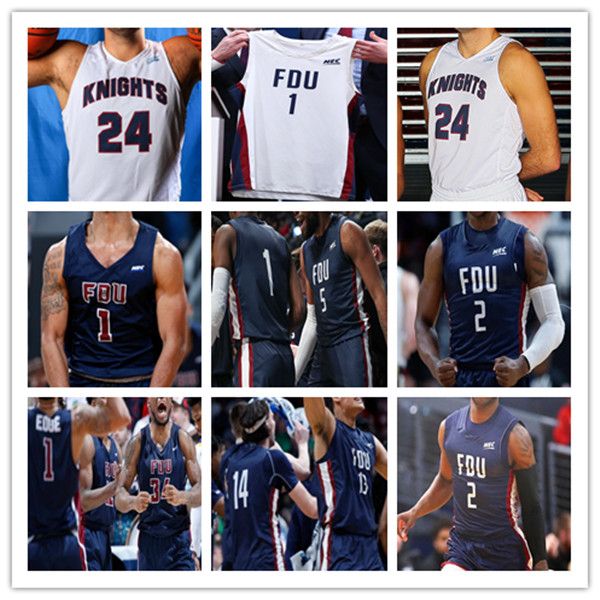 

Ncaa College Fairleigh Dickinson Knights FDU Basketball Jersey Cameron Tweedy Demetre Roberts Grant Singleton Ansley Almonor Joe Munden Jr. Heru Bligen Lamaute, Men white