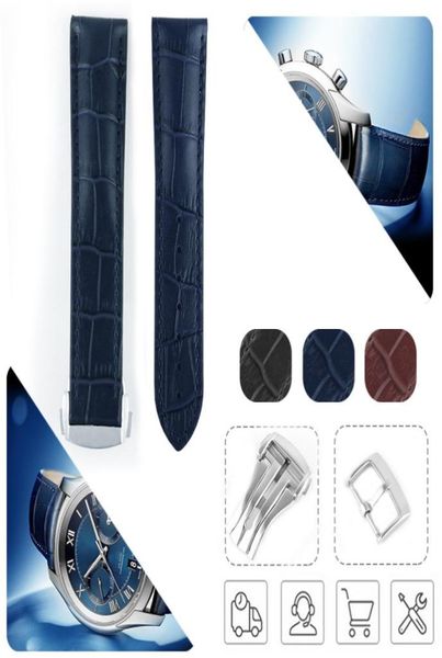 

19mm 20mm 21mm 22mm watch strap bands man blue black genuine calf leather watchbands bracelet clasp buckle for omega 300m planeto5163720, Black;brown