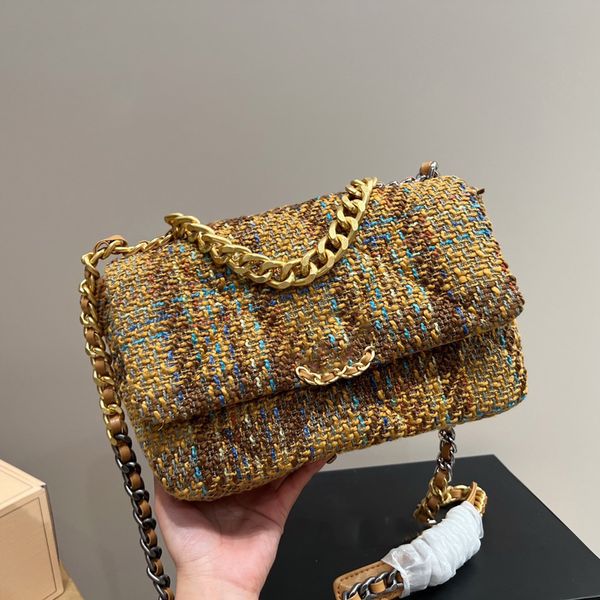 

19 collection tweed shoulder bags gold bracelet chain hand totes valentine strap crossbody designer handbag large capacity outdoor sacoche p
