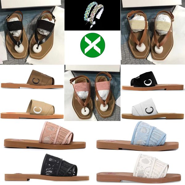 

designer slippers wood slipper women sucffs woody mules flat summer beach slides white black canvas square toe lace embroidery womens outdoo
