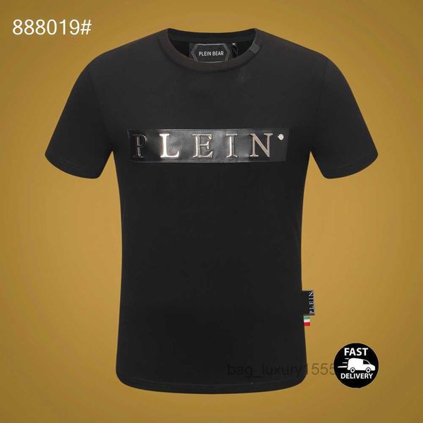 

plein bear t shirt mens designer tshirts brand clothing rhinestone skull men t-shirts classical hip hop streetwear tshirt casual tees pb 114, White;black