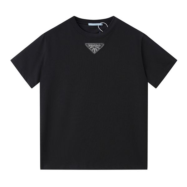 

men's t-shirts 2023 designers tshirt woman oversized triangle letter printed cotton casual basic t shirt short sleeve loose casual clo, White;black