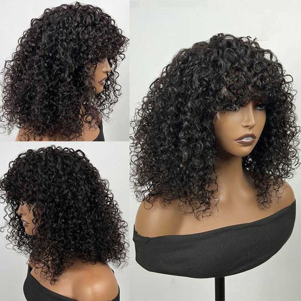 

hair wigs rose curly wig with bangs short fumi human full machine made deep wave water virgin brazilian for black women 230413