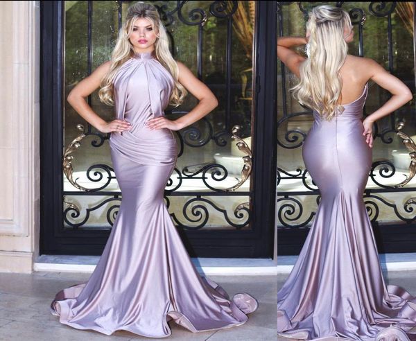 

2019 lavender mermaid prom dresses high neck pleats ruffles dresses evening party gown robes de bal vestidos de fiesta8482519, Black;red