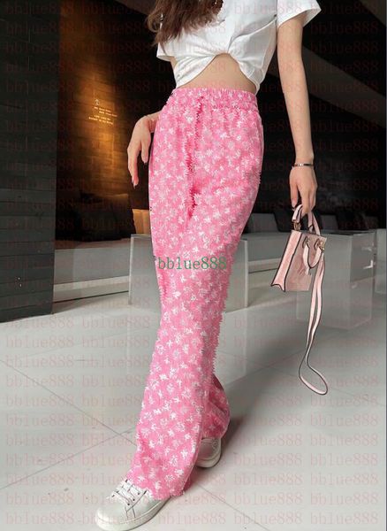 

women's straight leg pants with printed fabric decoration for reducing age, slimming and versatile 412, Black;white