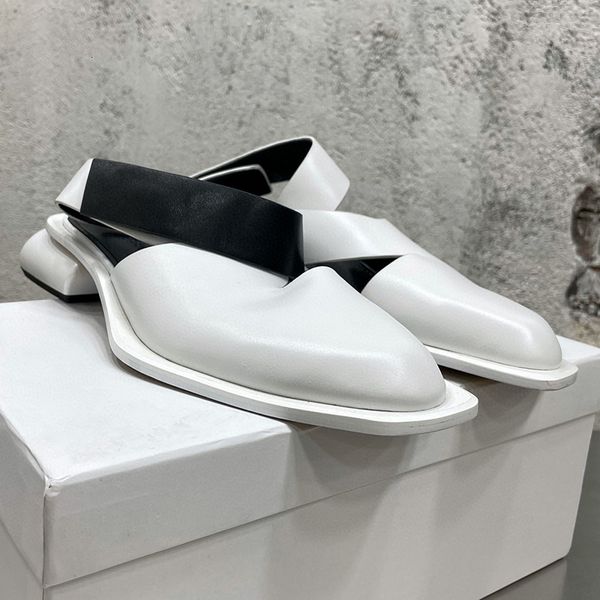 

sandals classic colorblock vintage shoes genuine leather hollow magic tape women mid heel sandals soft temperament concise single shoes 2304, Black