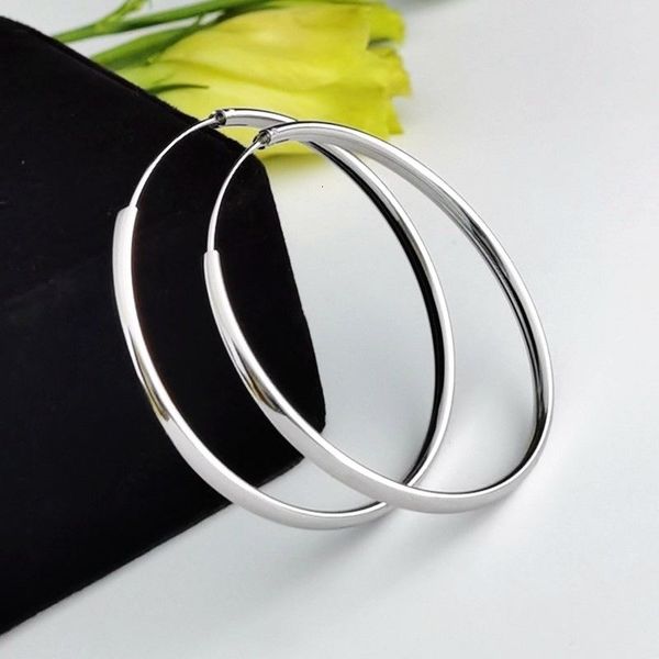 

hoop huggie somila fashion s925 earrings 37cm diameter big for women platinum plated ear rings 230412, Golden;silver